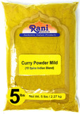 Rani Curry Powder Mild (10-Spice Authentic Indian Blend) 80oz (5lbs) 2.27kg Bulk ~ All Natural | Salt-Free | NO Chili or Peppers | Vegan | No Colors | Gluten Friendly | NON-GMO | Indian Origin