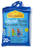 Asian Kitchen Crystal Sona Masoori Aged Rice 20-Pound Bag, 20lbs (9.08kg) Short Grain Rice ~ All Natural | Gluten Friendly | Vegan | Indian Origin | Export Quality