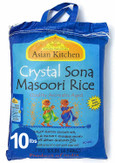 Asian Kitchen Crystal Sona Masoori Aged Rice 10-Pound Bag, 10lbs (4.54kg) Short Grain Rice ~ All Natural | Gluten Friendly | Vegan | Indian Origin | Export Quality