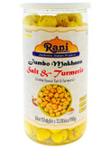 Rani Jumbo Phool Makhana (Fox Nut/Popped Lotus Seed) Salt & Turmeric Flavor 2.29oz (65g) Vacuum Sealed, Easy Open Top, Resealable Container ~ Indian Tasty Treats | Vegan | NON-GMO | Indian Origin