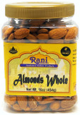 Rani Almonds, Raw Whole With Skin (uncooked, unsalted) 16oz (1lb) 454g PET Jar ~ All Natural | Vegan | Gluten Friendly | Fresh Product of USA ~ California Shelled Almonds