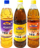 Rani Premium Oils Combo Set of 3 - Peanut Oil, Mustard Oil, Sesame Oil 33.8 Ounce (1 Liter) ~ Cold Pressed | 100% Natural | NON-GMO | Vegan | Gluten Friendly