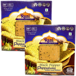 Rani Pappadums (Indian Lentil Wafer Snack) Black Pepper Papad 7oz (200g) Approximately 15pc, 7 inches, Pack of 2 ~ All Natural | Gluten Friendly | NON-GMO | Vegan | Indian Origin