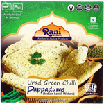 Rani Pappadums (Indian Lentil Wafer Snack) Green Chilli Papad 7oz (200g) Approximately 15pc, 7 inches ~ All Natural | Gluten Friendly | NON-GMO | Vegan | Indian Origin