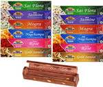 Rani Multi Pack Incense (Premium Masala Incense Made of Natural Herbs) 2 of Each Scents (Total of 12 Packets) with Incense Burner ~ Total of 120 Incense sticks | For Puja Purposes | Indian Origin