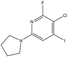 3-Chloro-2-fluoro-4-iodo-6-(pyrrolidin-1-yl)-pyridine 100mg