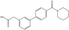 (3-{4-[(piperidin-1-yl)carbonyl]phenyl}phenyl)acetic acid