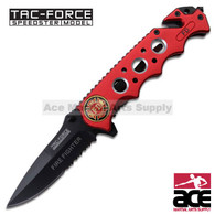 TAC-FORCE RED FIRE FIGHTER Assisted Opening Glass Breaker Rescue Knife NEW!!