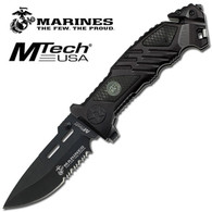 MTECH USMC MARINE CORPS "IRON MIKE" LICENSED SPRING ASSISTED KNIFE BLACK