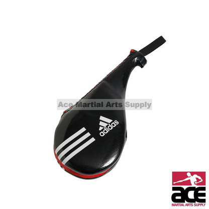 Adidas Double Portable Kicking Mitt Pad is a great sparring target for practice both high and low kicks. It also works great for punching. The double pads works to give more padding and give a nice snap sound after each technique for motivation. Elastic band helps to give a secure grip and keep the target from flying off after have been striken hard. A comfortable handle helps keep your hand from getting tired.