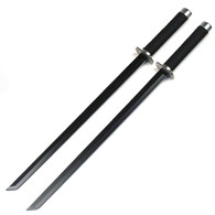 NINJA 25.5"  TWIN SWORD BLACK CORD WRAPPED HANDLE with CARRYING SHOULDER STRAP