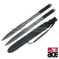 NINJA SWORD 26" OVERALL TWIN SWORD BLACK STAINLESS STEEL BLADES TWIN SWORD INCLUDES SHEATH WITH SHOULDER STRAP