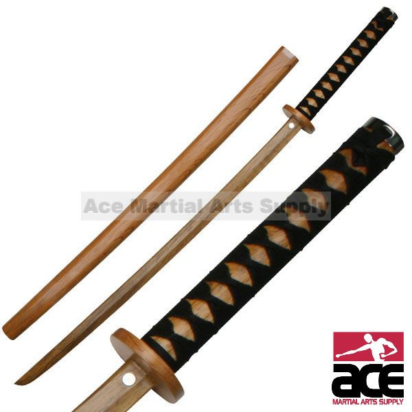 New 29.5" Bokken With Wood Scabbard Red Oak Sword Wooden Training Samurai Sword 
