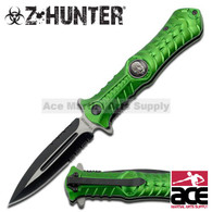ZOMBIE HUNTER Spring Assisted TOXIC GREEN DAGGER SPEAR POINT KNIFE NEW!!!