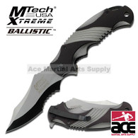 MTECH XTREME BALLISTIC BLACK GREY Spring Assisted Opening Flipper Knife NEW!!