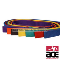These solid colored belts are used to show rank in a Taekwondo and Karate Classroom and to show off and portray your achievements onto the onlookers. Order your Solid Color Belts from us. These belts are 1 5/8 inches wide and they feature multiple rows of stitching to prevent easy wear and tear and so that even when you have moved on onto a highger rank, you can steel keep the belt as a symbol of your achievements and your journey to Black Belt.