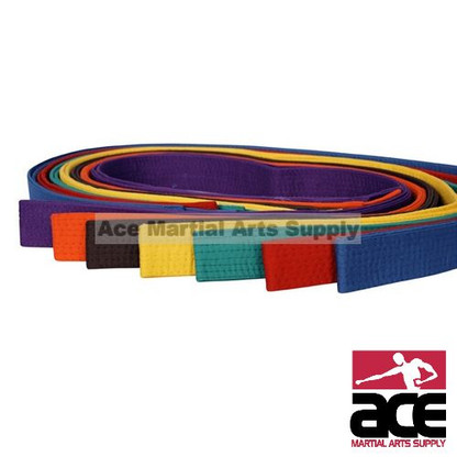 These solid colored belts are used to show rank in a Taekwondo and Karate Classroom and to show off and portray your achievements onto the onlookers. Order your Solid Color Belts from us. These belts are 1 5/8 inches wide and they feature multiple rows of stitching to prevent easy wear and tear and so that even when you have moved on onto a highger rank, you can steel keep the belt as a symbol of your achievements and your journey to Black Belt.