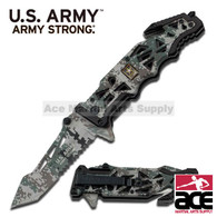 US ARMY "Liberator" Tactical SPRING Assisted AO KNIFE - DIGITAL CAMO DG Licensed