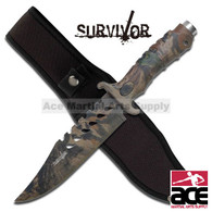 10.5" CAMO TACTICAL COMBAT BOWIE HUNTING KNIFE Survival Military Fixed Blade