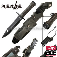 Survivor Special Ops Military Bayonet Survival Knife Black