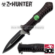 Zombie Hunter BLACK Spring Assisted TOXIC GREEN BIOHAZARD Dagger Blade Knife NEW