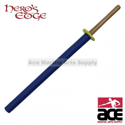 Foam padded training sword. Made with a wood core and blue outer foam padding. 36" total length.