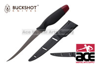 Buckshot Knives 12" Black Plastic Handle Fillet Knife with Hard Sheath