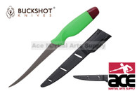 Buckshot Knives 12" Green Plastic Handle Fillet Knife with Hard Sheath