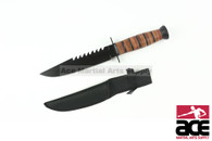 12" Hunting Tactical Knife Leather Handle with Sheath
