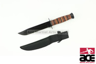12" Straight Edge Hunting Tactical Knife Leather Handle with Sheath