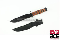 12" Serrated Edge Hunting Tactical Knife Leather Handle with Sheath