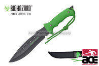 13" Zombie Killer Hunting Tactical Knife with Neon Green Handle and Sheath-H4732