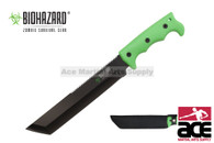 14" Biohazard Zombie "Devil's Harvest" Hunting Knife with Serrated Blade and Green Handle