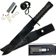 Black Ultimate Survival Knife 15" W/ Compass