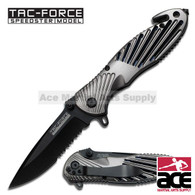 Tac Force TF-702GYB 8" Striped Gray Spring Assisted Folding Knife