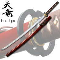 7MM Hand Forged Carbon Steel Katana W/ Real Ray Skin - Red