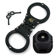 Ace Martial Arts Supply Hinged Heavy Duty Handcuffs and Keys, Black W Case & Keys Double Lock New