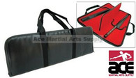 Vinyl sai carrying case w/ inner felt lining. Holds 2 sai. Zipper closure and carrying handle.