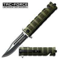 TAC-FORCE Assisted Opening Sawback Bowie Rescue GREEN Glass Breaker Knife NEW!!!