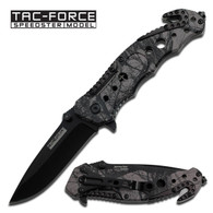 Tactical Rescue Spring Assisted Knife - Grey Camo Handle