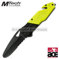 Black and Yellow Round Tip Rescue Folder Knife