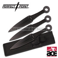 3pc Kunai Throwing Knives Set With Sheath - 9 Inches Overall