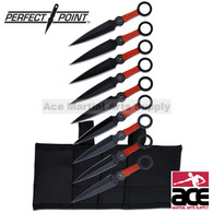 9pc Black Stainless Steel "Ninja" Throwing Knives with Sheath - 6" Overall
