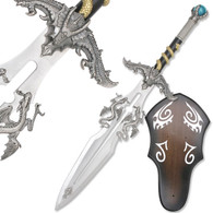 Double Dragon Fantasy Sword with Display Plaque