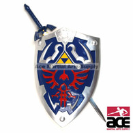 Replica Master Sword and Adult-Size Hylian Shield combo. Includes Link's 36" stainless steel Master Sword and fiberglass resin and rubber constructed Hylian shield (25" x 19").