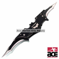 Dual Blade Spring Assisted Batman Knife. 11" total length. Belt clip and line-locking system. Brand new!
