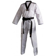 Adidas Adi-Club Taekwondo Uniform w/ 3 Stripes, Black V-neck