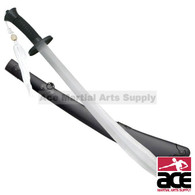 37" Black Chinese Blade Broad Sword With Black Tassels and Scabbard