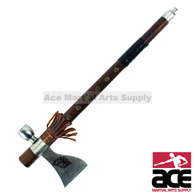 18" Tomahawk with Functional Smoking Tabacco Peace Pipe