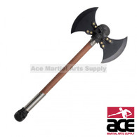 Demon Head Double Blade Battle Axe with Wall Plaque